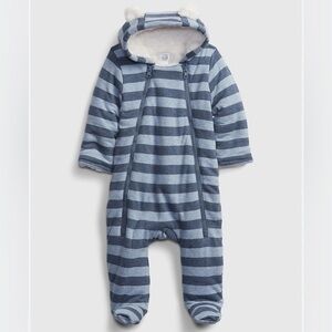 Baby Gap Blue Sherpa Lined One Piece 3-6 Months ColdControl Bundler Snowsuit